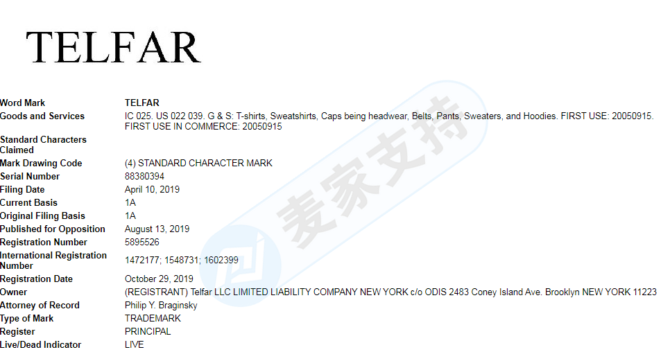 新品牌TELFAR由GBC律所代理連發(fā)兩案，這些商標(biāo)不要碰！趕緊自查
