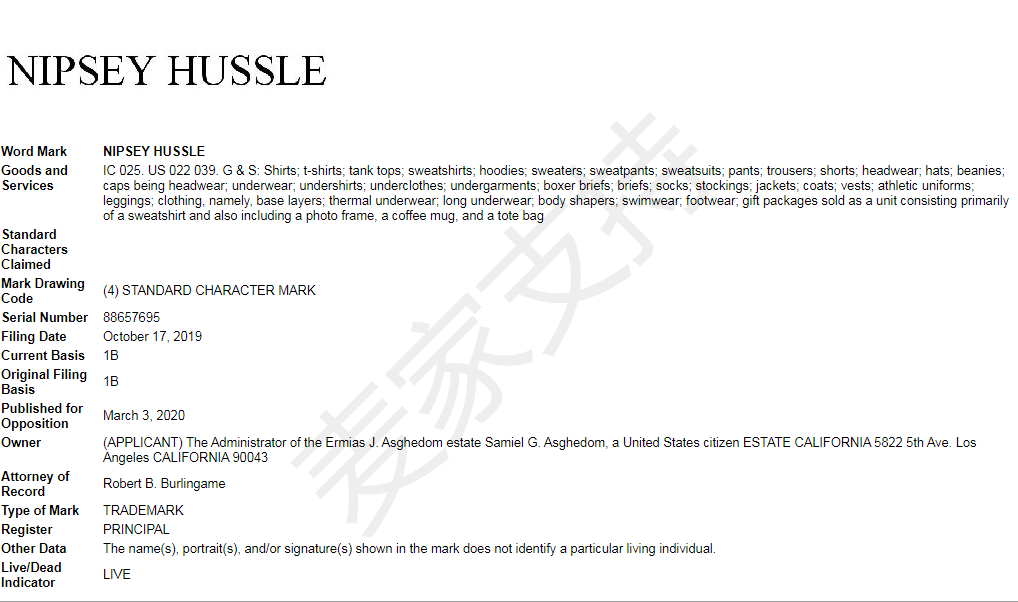 案件號21-cv-6311：NIPSEY HUSSLE被GBC律所代理，處處是侵權大坑，賣家需警惕