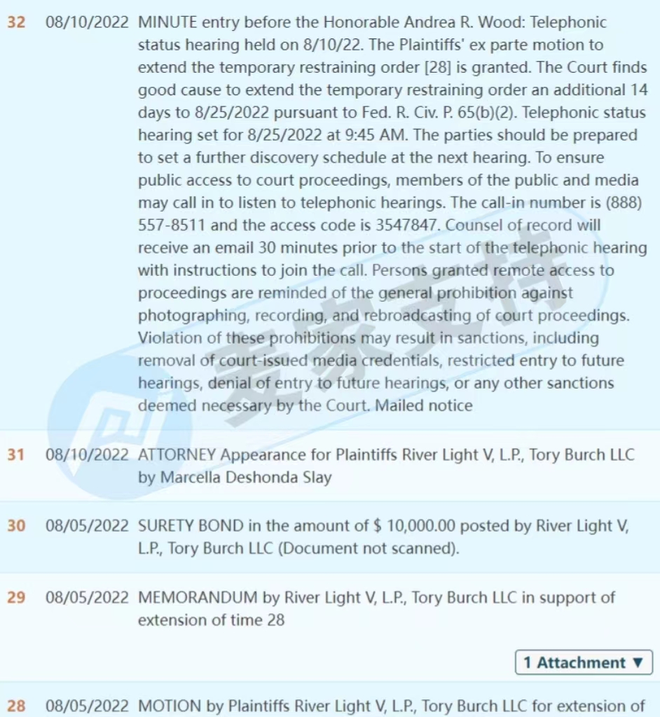 BC代理知名時尚品牌Tory Burch侵權一案，案件已進入TRO階段！