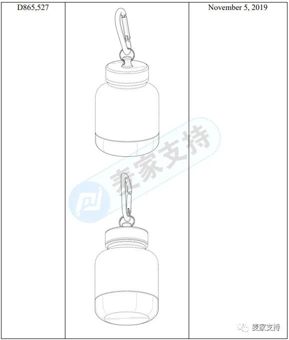 侵權預警！“OnMyWhey 蛋白粉瓶子”便攜瓶外觀專利侵權，已被GBC代理，目前已立案
