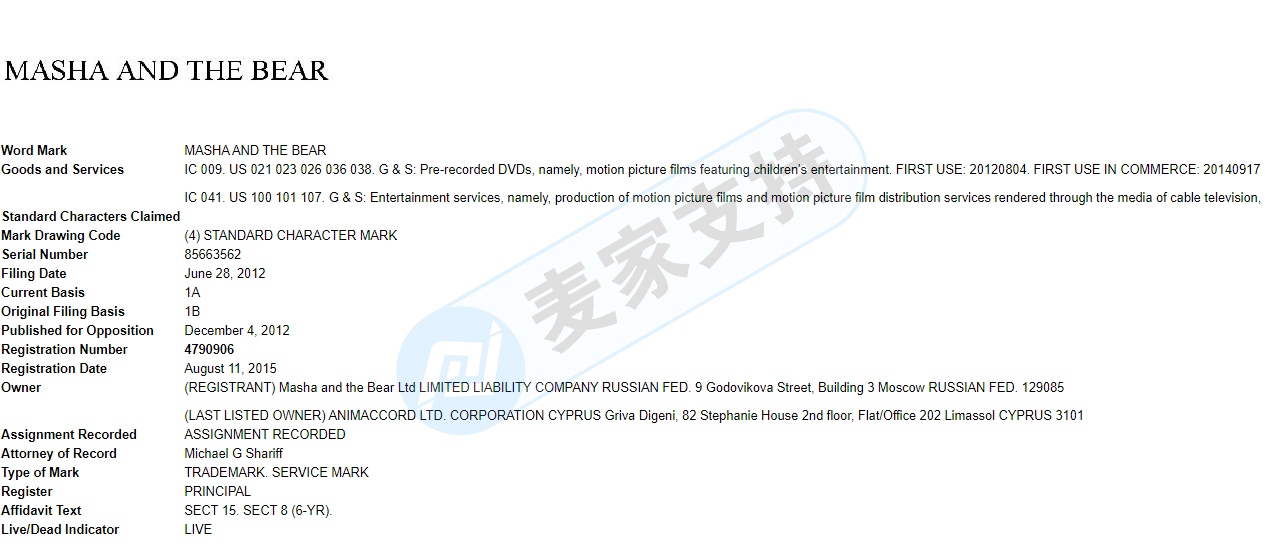 瑪莎和熊已由原告律所THE BRICKELL IP GROUP,PLLC代理維權(quán)，已提出PIO初步禁令