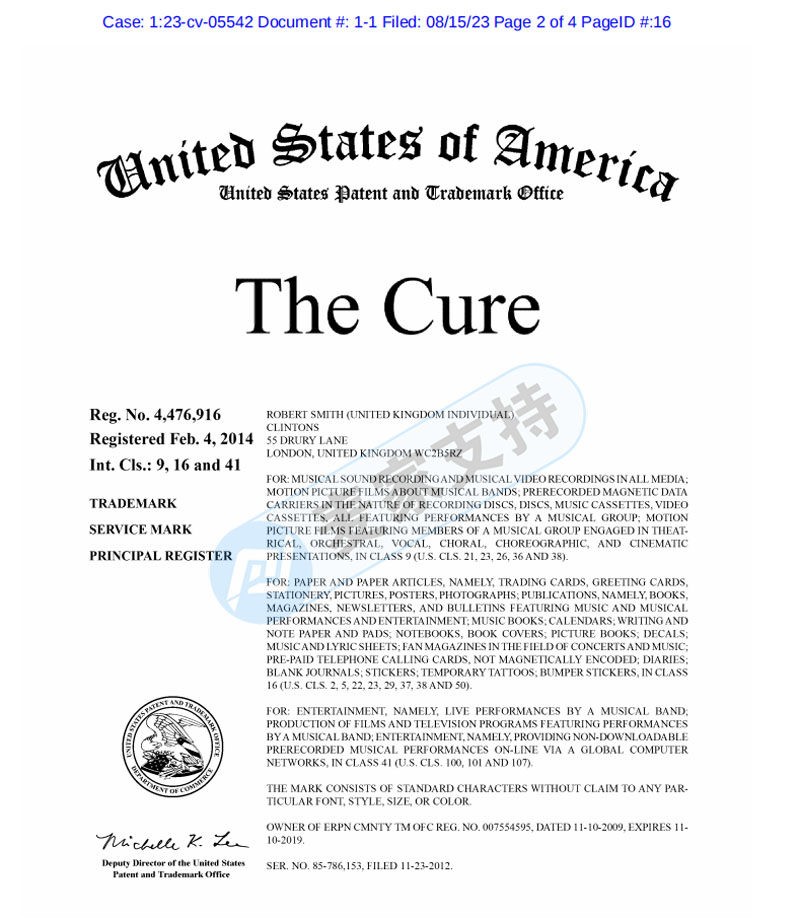 速度下架！英國The cure樂隊聯合GBC律所商標維權，暫未TRO凍結