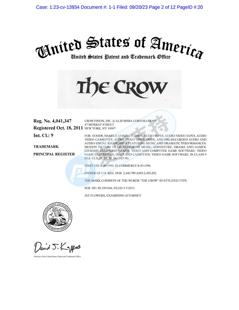 美國TME律所代理The Crow 烏鴉商標+版權再回歸，跨境賣家速排雷