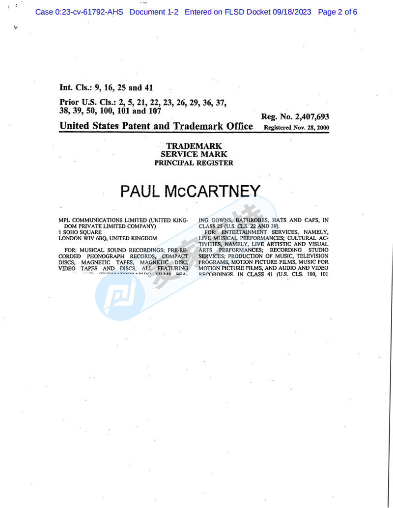 SMG律所代理英國音樂家Paul McCartney3個商標再維權，listing包含也會有TRO凍結風險哦！