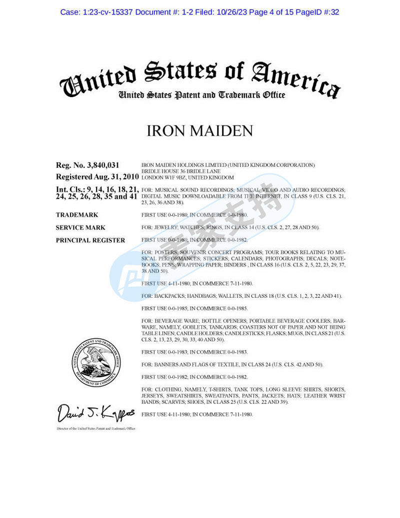 首發！TME代理英國知名樂隊Iron Maiden樂隊首維權，涉案商標12個
