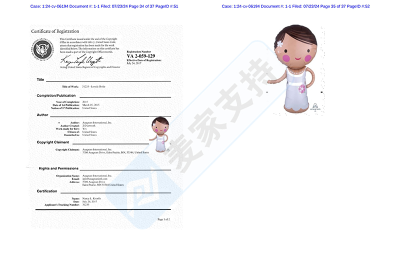 4-cv-06194，Anagram氣球委托keith律所發起維權，氣球商家速查"
